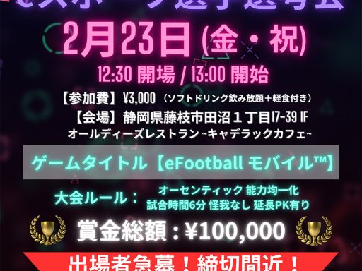 2024年2月23日開催、藤枝杯「藤枝MYFC eスポーツ選手選考会」